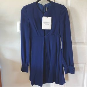 Jill Stuart Royal Blue New long sleeve mini dress with keyhole front